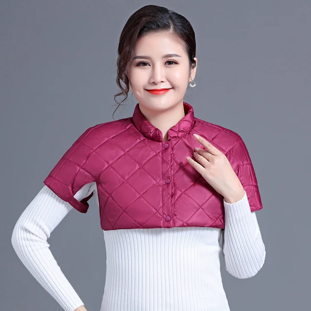 Winter Thicken Shoulder Pad Vest Women Red Black Quilted Short Puffer Waistcoat White Fleece Lining Warm Thermal Bolero Gilet lilingmeihong