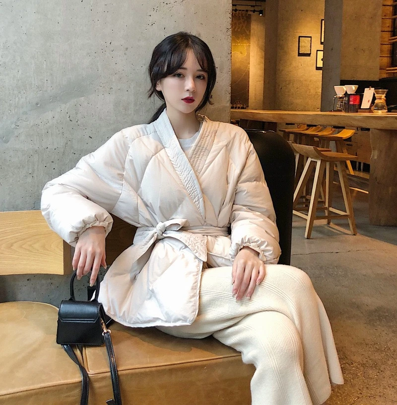 

LMQ New 2020 Design Women Winter Solid Sashes Coat Female Thick High Quality Students Outwear Sweet Women Jacket Plus Size