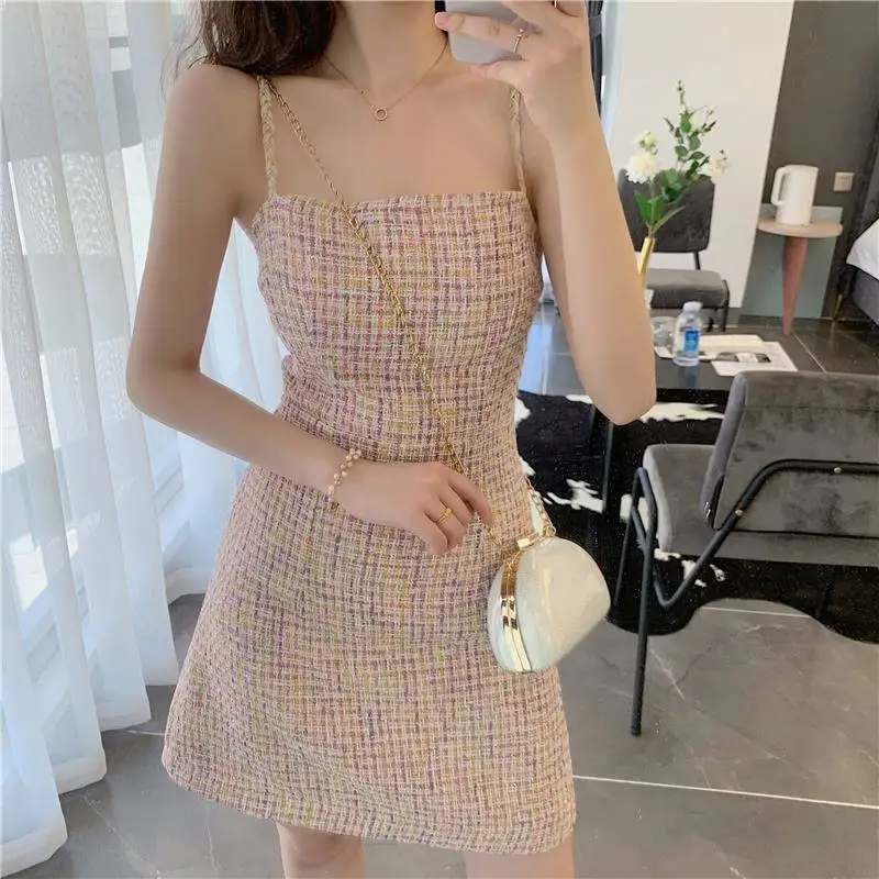 

2019 summer new strap dress sweet A-line dress