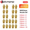 22PCS MK8 V6 All Metal Brass Nozzle J Head Hotend Extruder for1.75mm A8 Creality CR-10 Ender 3 MK8 Makebot 3D Printer parts Kits 3