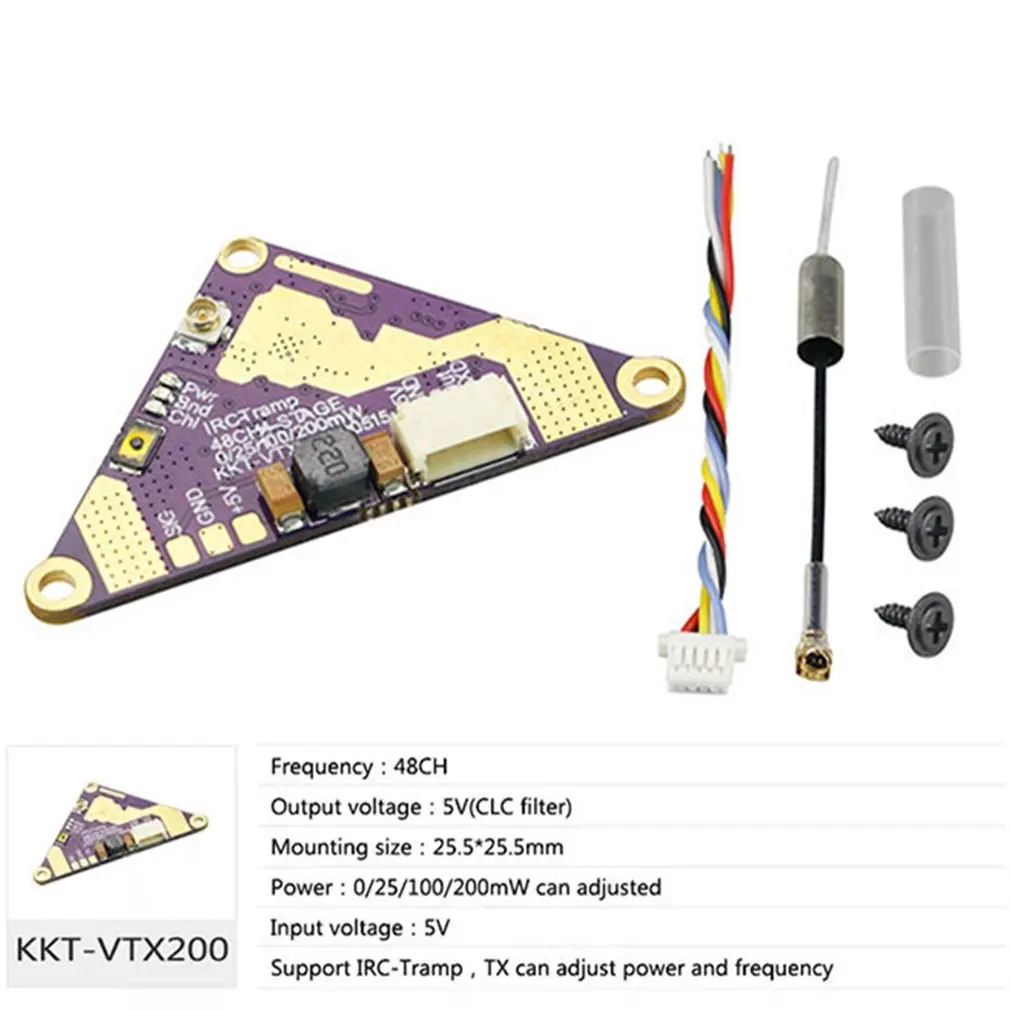 KKT-VTX200 5,8G 48CH 0/25/100/200 мВт переключаемый передатчик FPV Для 25,5 мм AIO F411E12A FC дрона с дистанционным управлением небольшой гоночный Дрон с видом от первого лица