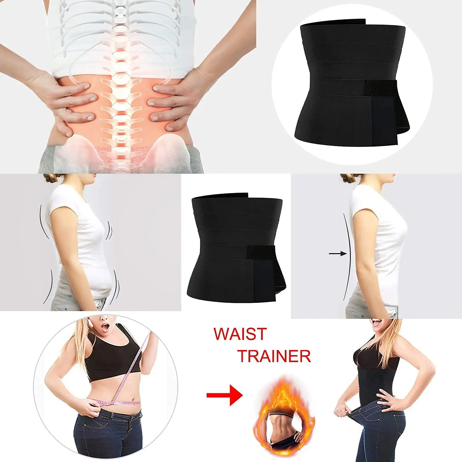 Waist Trainer for Women Tummy Wrap Waist Trimmer Belt Slimming Body Shaper Plus Size Snatch Me Up Bandage Wrap Waist Support