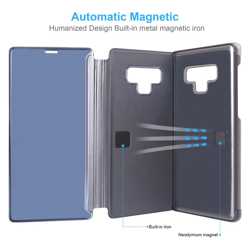 Clear View Mirror Smart Flip Case for Samsung Galaxy S6edge+ S7 Edge S8 S9 s9 plus Note20 10 Plus PC Cover Leather Case A8