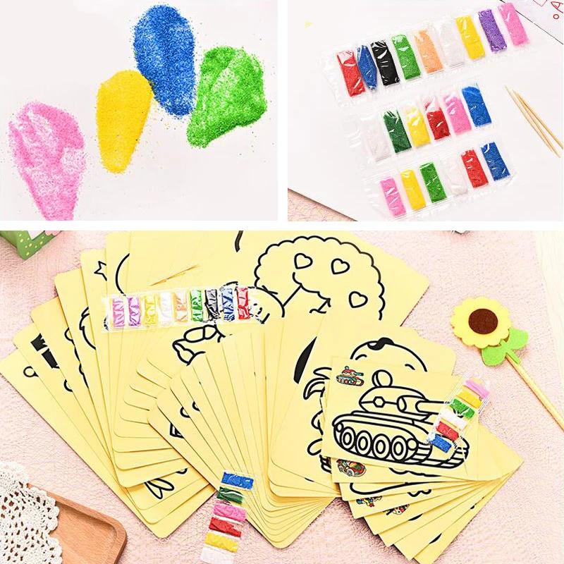 

16*11cm Colorful Children Drawing Toys Sand Painting Pictures Kids DIY Crafts Early Educational Learning Drawing Toys Wholesale