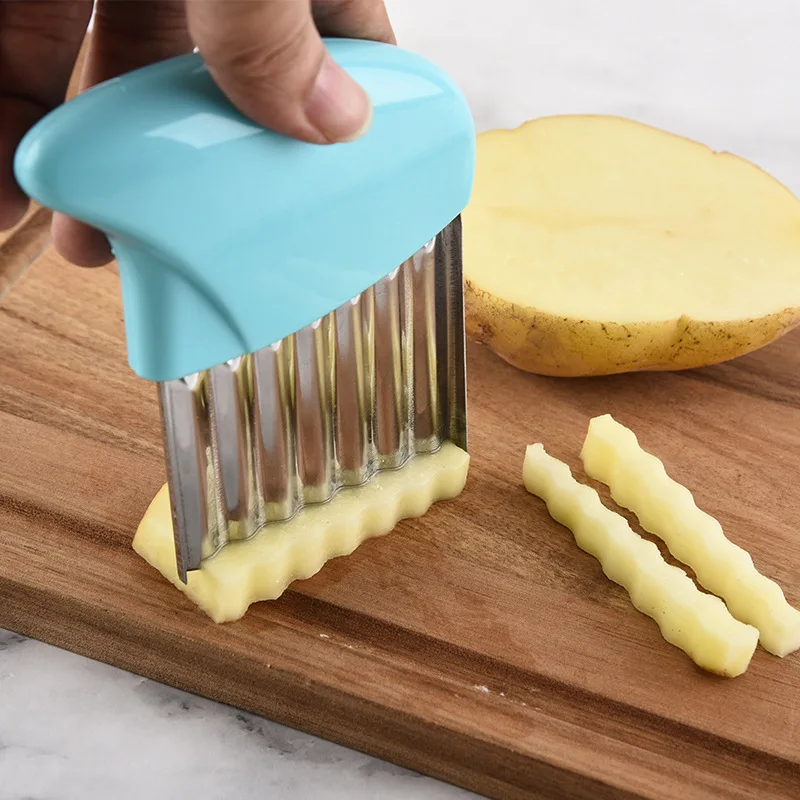 Stainless Steel Potato Slicer for Chips Vegetable Fruit Dough Wave Knife Cutter Kitchen Chopper French Fries Maker Cooking Tools