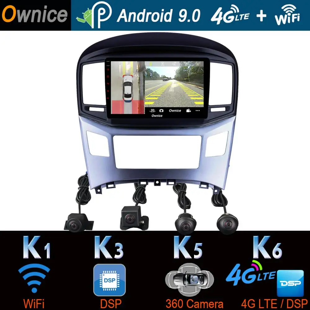 360 ° панорамный 4G SIM Android 9,0 4G+ 64G gps радио CarPlay SPDIF DSP Автомобильный плеер для hyundai H1Grand Starex