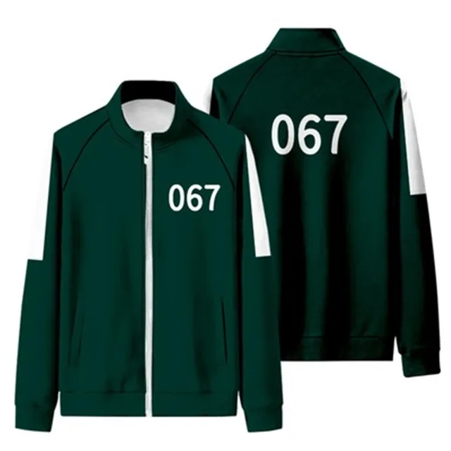 Squid Game Sportswear Cosplay Li Zhengjae Costume Coat 456 067 Jacket 001 Zipper Adult Autumn Cotton Sweater Hoodie 067  jacket  Dark