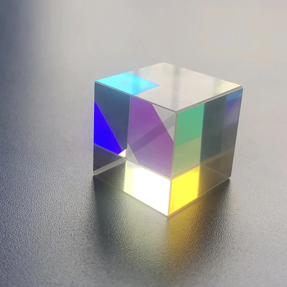 Kaufen 6 stücke Farbe Prism K9 Glas Sechs seitige Helle Licht Cube Strahl Aufspaltung Prismen Optische Experiment Objektiv Rand Forschung dekoration