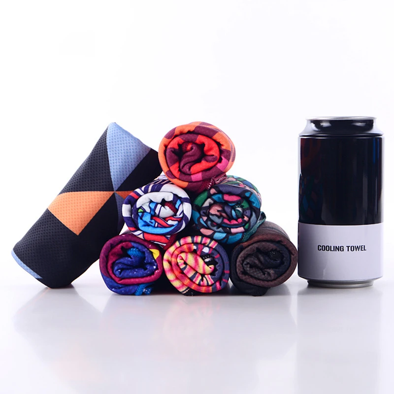 DIY Cool Sport Towel for Running Gym, Sweat Absorbing, Wiping Print, Quick Dry, Ice Cold, Polypropylene Fiber, Customized