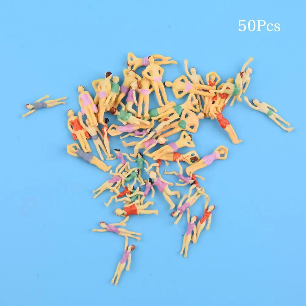 

50pcs N Scale 1:150 Different Poses Painted swimming people Figures for Model Train layout Beach people