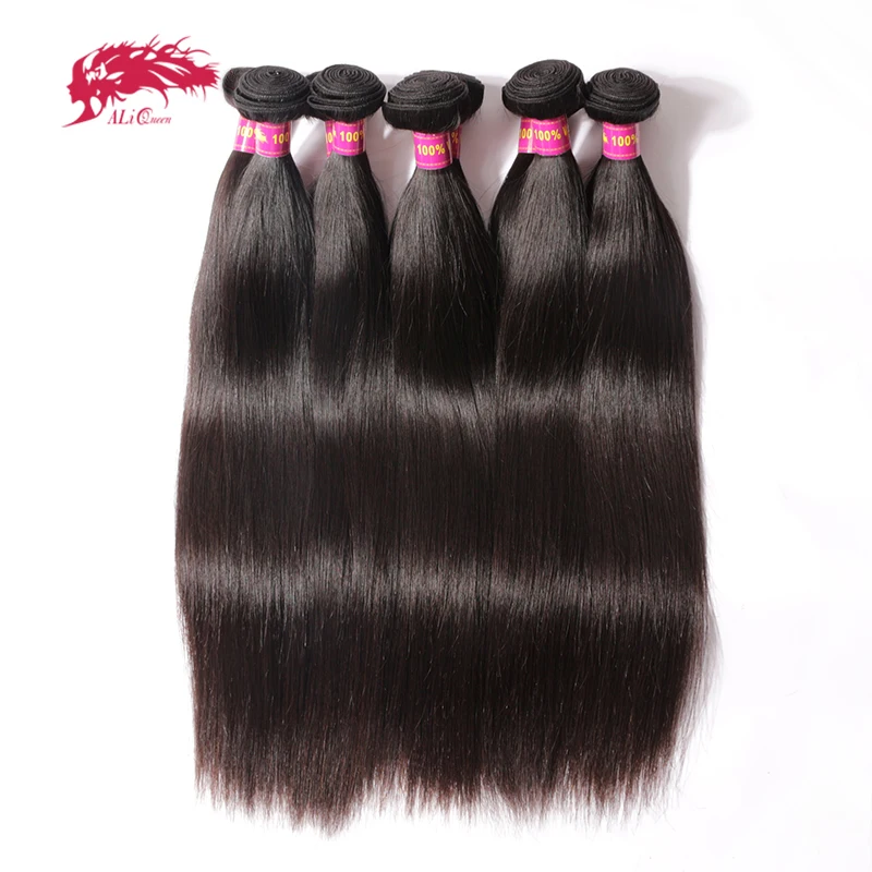 Ali Queen Hair 10 шт./лот малазийские волосы плетенные пучки прямые натуральные 100%