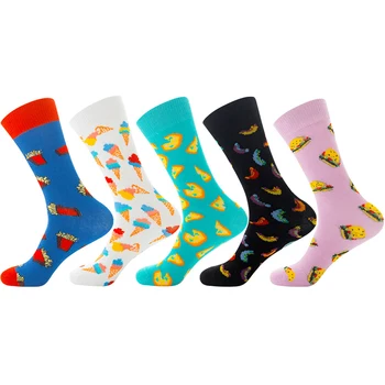 

1pair/ 5pair Autumn hamburger hot dog French fries women socks tide socks ice cream socks pizza medium socks funny Socks