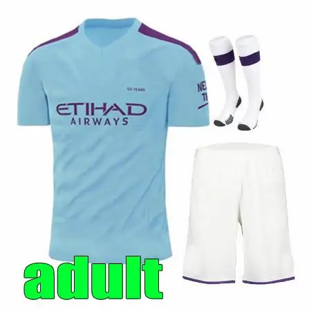 Набор для взрослых 19 20 Манчестерский Иисус Де Брюйне KUN AGUERO city soccer jersey мужской SANE MAHREZ домашний футбольный комплект футболки