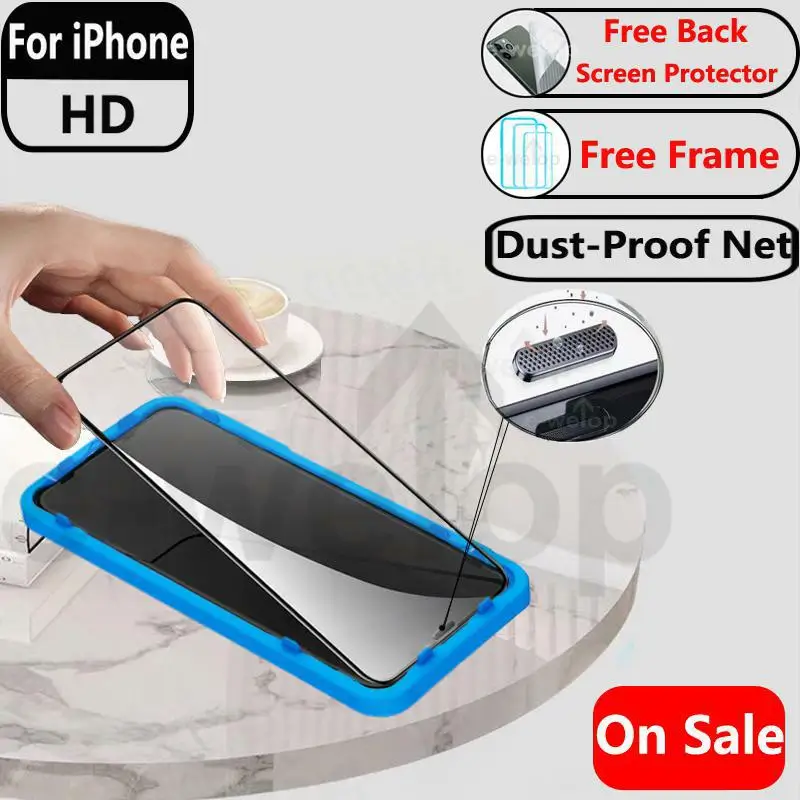 Каркасное пыли Защитная пленка для экрана из закаленного стекла iPhone 12 11 Pro max X XR ixs