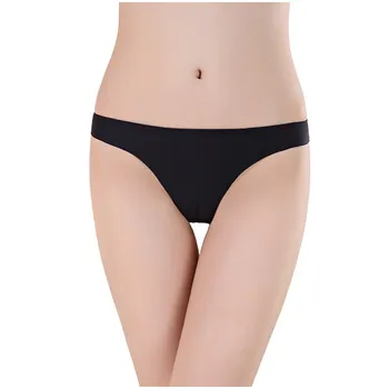 

Women Panty Ice Silk Pure Base Cloth Briefs Sexy T-pants Underpants Underwear Low Waist Seamless Panties Thong Intimates Briefs