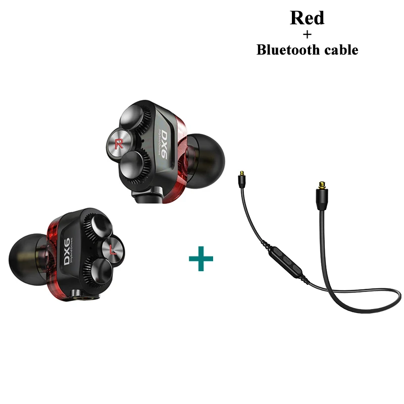 Red With Bluetooth Plextone DX6 спортивные наушники три единицы 3,5 мм наушники-вкладыши HIFI стерео Бас Проводная гарнитура MMCX кабель наушники для телефона Xiaomi - Цвет: Red With Bluetooth