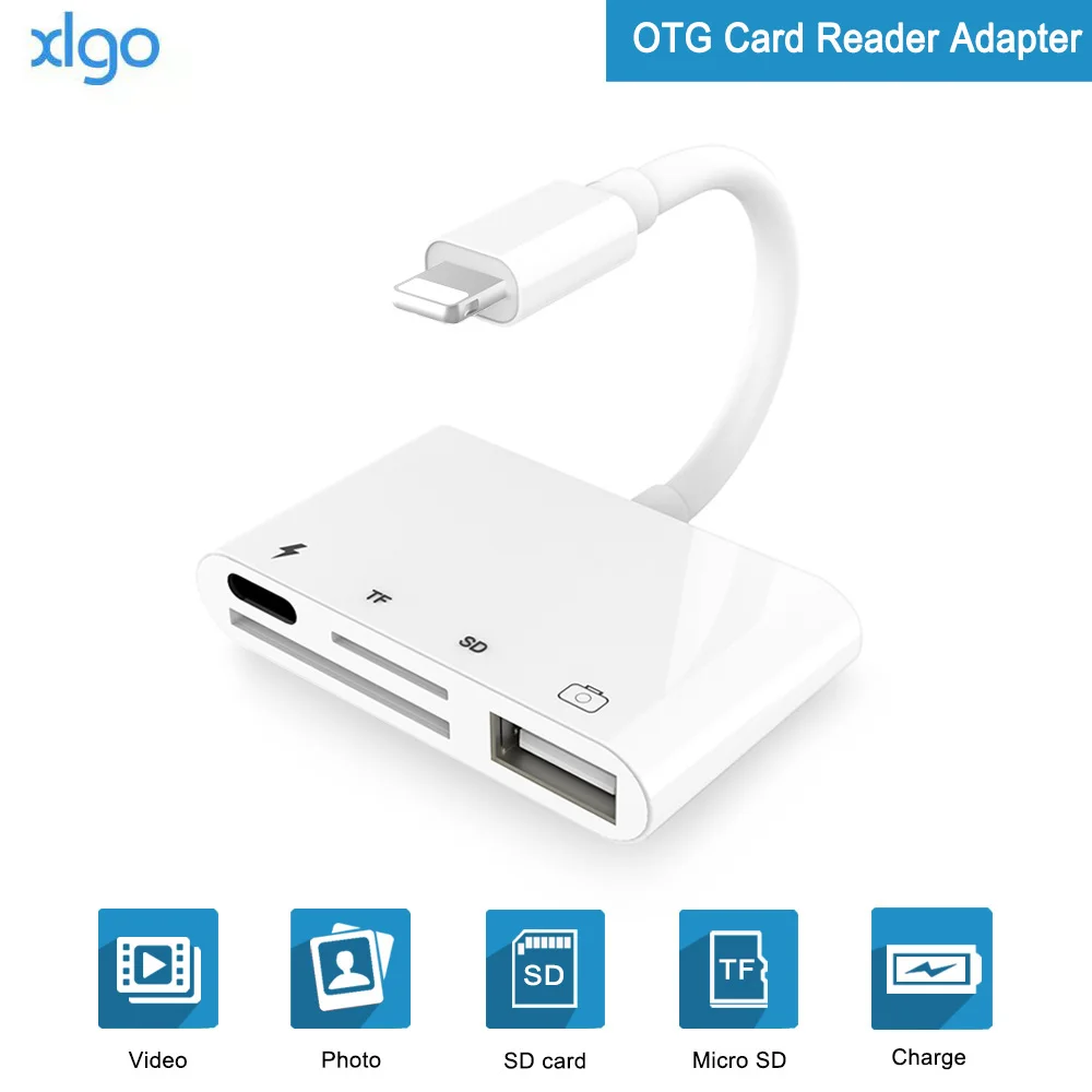 

4 in 1 SD TF Card Camera Connection Kits for Lightning to USB Camera Reader adapter OTG Cable for iphone X 8 8pls 7 for ipad Air