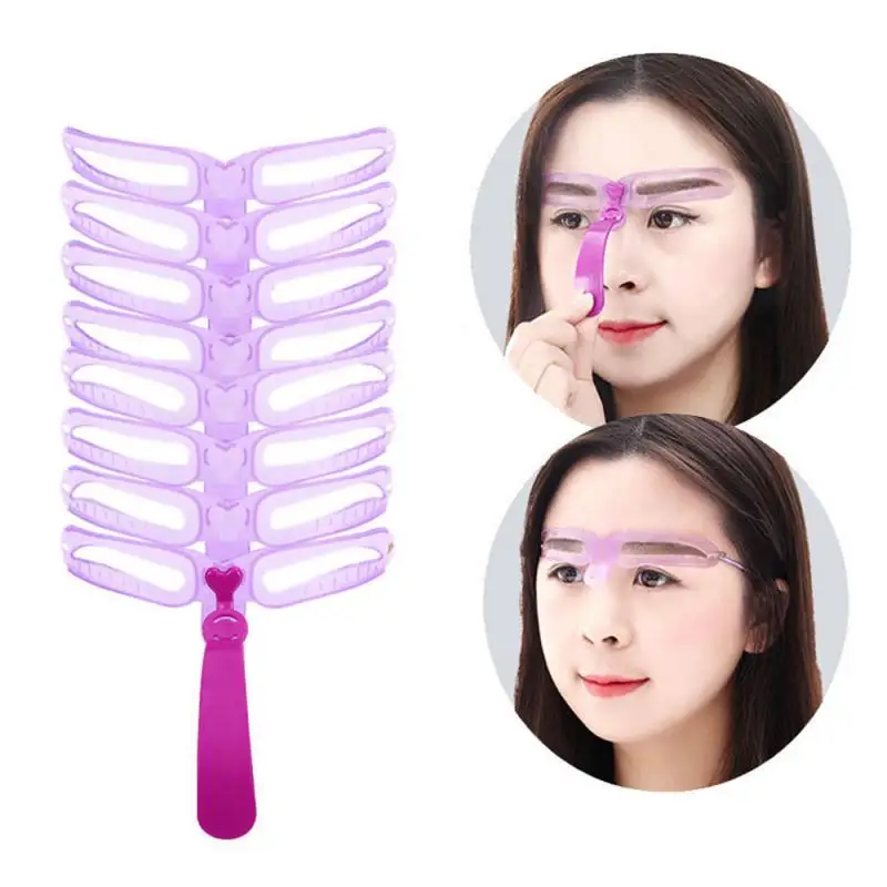 Reutilizável 8 in1 sobrancelha modelagem modelo ferramenta para mulheres beleza modelo definir sobrancelha grooming moldar estêncil kit diy sobrancelha