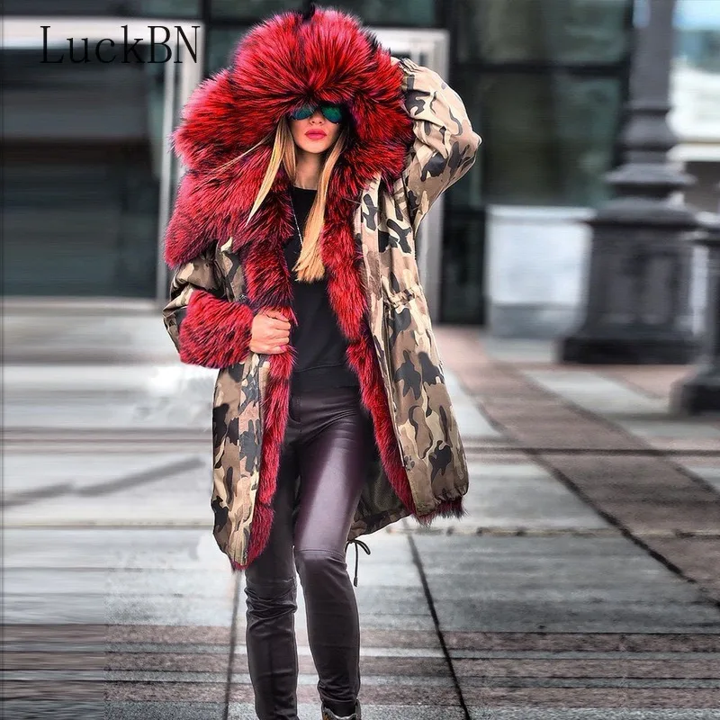 Пальто с большим меховым воротником Chaquetas женские зимние пальто Abrigos Mujer Invierno