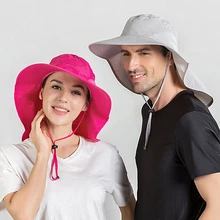 Summer Women's Sun Hat Waterproof Cloak Fishing Hat Men's Breathable Outdoor Sun Protection Cap Ladies Big Brim Windproof Hat