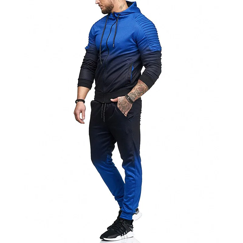 Спортивная одежда для мужчин s спортивные костюмы комплект Повседневный зимний теплый спортивный костюм с капюшоном для мужчин трендовый бренд джоггер толстовки для мужчин спортивные костюмы - Цвет: 04blue