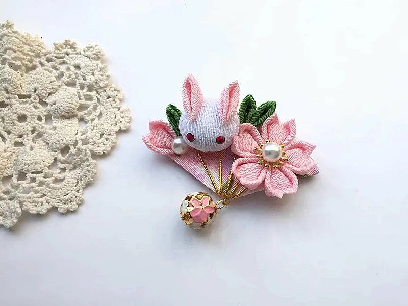 pink Японские и ветровые заколки ручной работы, головные уборы вишневого кролика, кимоно Hanfu, аксессуары, колокольчики, аксессуары для волос - Цвет: pink