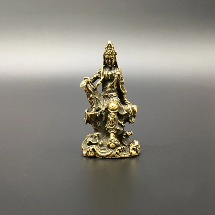 

Collection Chinese Brass Carved Guan Yin Kwan-yin Bodhisattva Buddha Statue Exquisite Small Statues