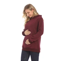 New Winter Maternity Hoodie Breastfeeding Clothes Warm Fleece Pregnant Sweater Zipper Feeding Opening Big Size S TO XXXL 2