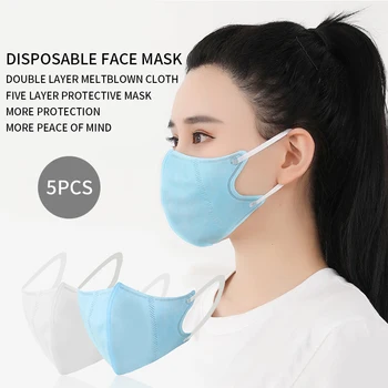 

Mask 5pcs Breathing PM2.5 Dust-proof And Filter Meltblown Cloth Face Mouth Mask 5 Layers Thick Man And Woman Mascarillas