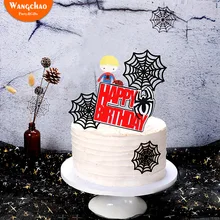 Паутина паук супер герой вечерние Топпер для торта «С Днем Рождения» мальчиков Детские сувениры вечерние принадлежности украшения торта