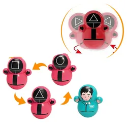 Gobelet coulissant Kawaii pour jeu de calmar, personnage de film coréen, modèle de poupée, hochet pour bébé, jouet d'éducation précoce, cadeaux de noël 