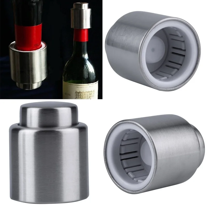 

1Pc Stainless Steel Vacuum Wine Bottle Stopper Sealed Storage High Quality Plug Liquor Flow Stopper Pour Cap C1360 c
