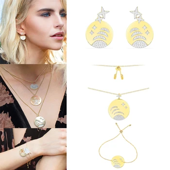 

KAKANY Fashion Charm High Quality Original 1: 1 Copy, Golden Yellow Zircon Inlaid Galaxy Set Women's Monaco Jewelry Gift