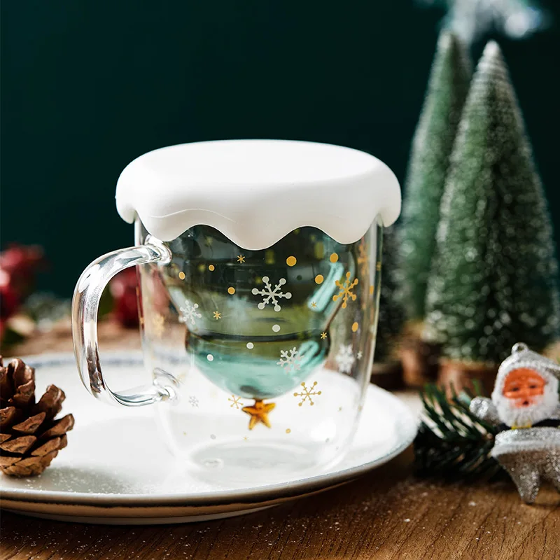 Christmas Tree Glass Household Double wall Heat Insulated Coffee
