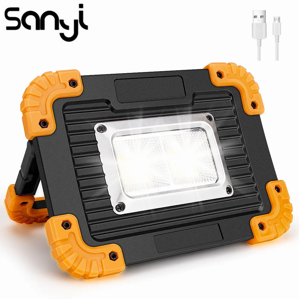 2*COB+LED Working Light Built-in Rechargeable Battery Flashlight 10W 750Lumens Torch Camping Light IPX4 Waterproof Work Lamp