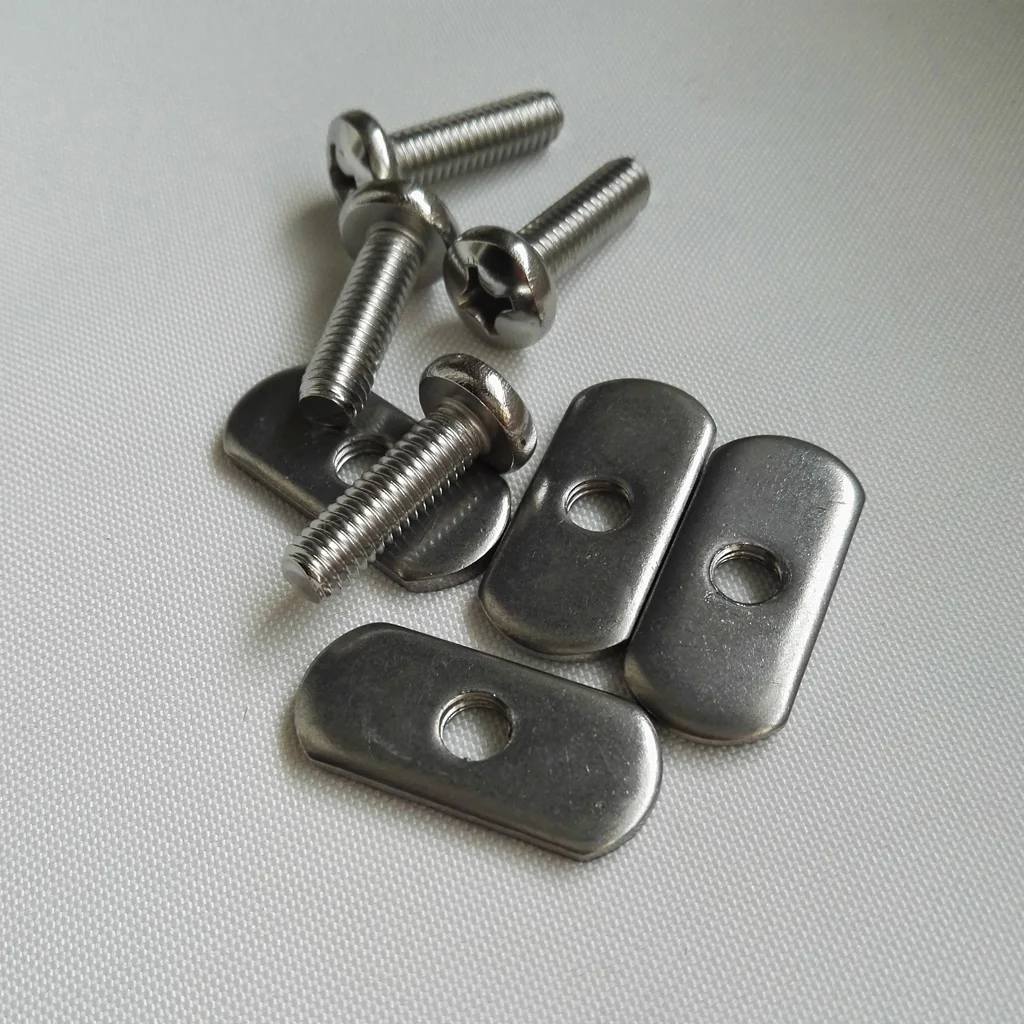 4 Sets Stainless Steel M6 Screws + Nuts Kayak Track/Rail Mounting Fittings