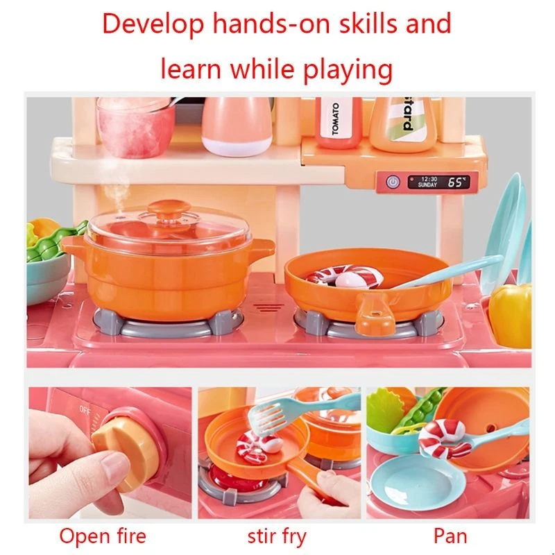  42Pcs/Set Simulation Kitchen Toy Spray Water Dinnerware Children's Toys Cooking Table Set - 4000112653288