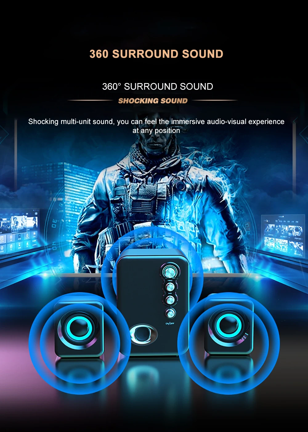 Computer Audio USB 2.1 Multimedia Bluetooth Overweight Subwoofer Desktop Home Speaker Wired Universal Audio