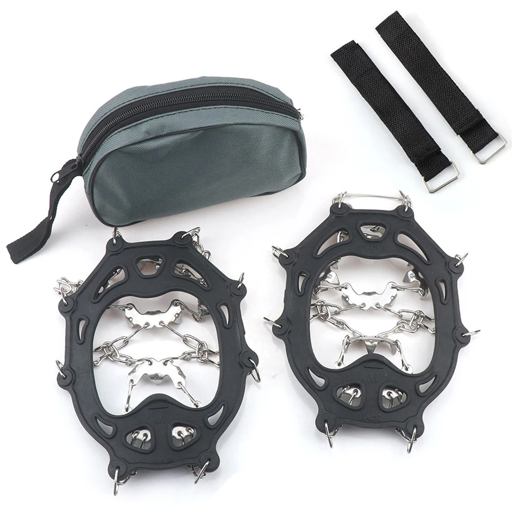 Stainless Steel 19 Teeth Universal Anti Slip Ice Snow Shoe Boot Grips Traction Cleats Crampon Spikes Crampons Ramponi Ice Crips
