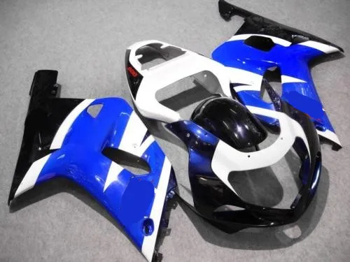 Комплект обтекателей ABS для GSXR600 750 K1 01 02 03 GSXR 600 2001 2002 2003 белый синий комплект +