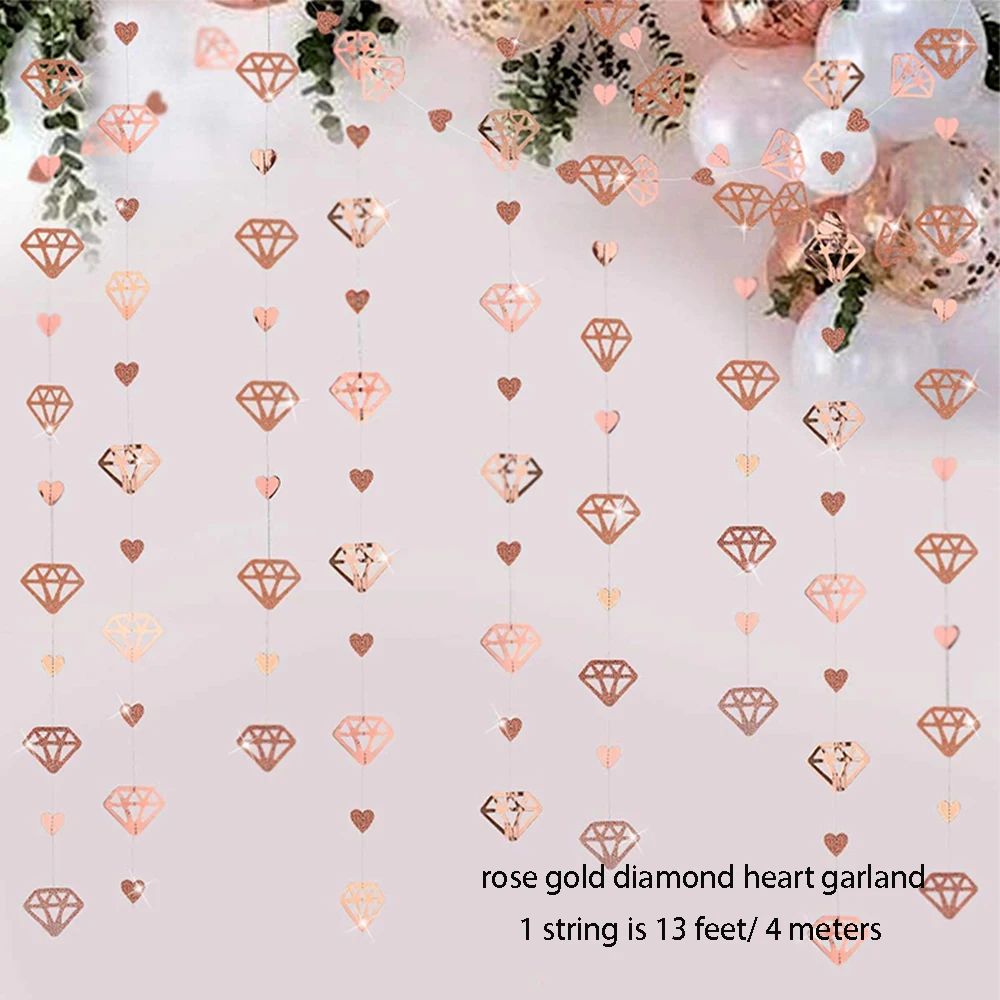 Rose Gold Paper Bunting Triangle Flags - Wedding & Party Hanging Decoration