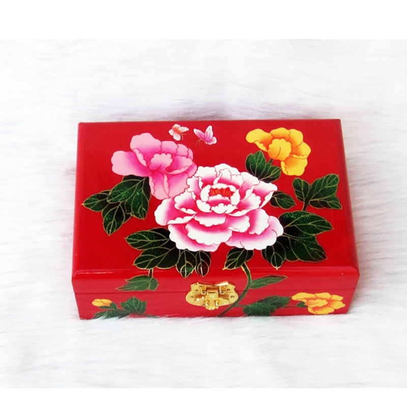 

Pingyao Push Light Lacquerware Jewelry Box Vanity Box Wooden with Lock Chinese Retro Ornament Storage Box Special Offer Free