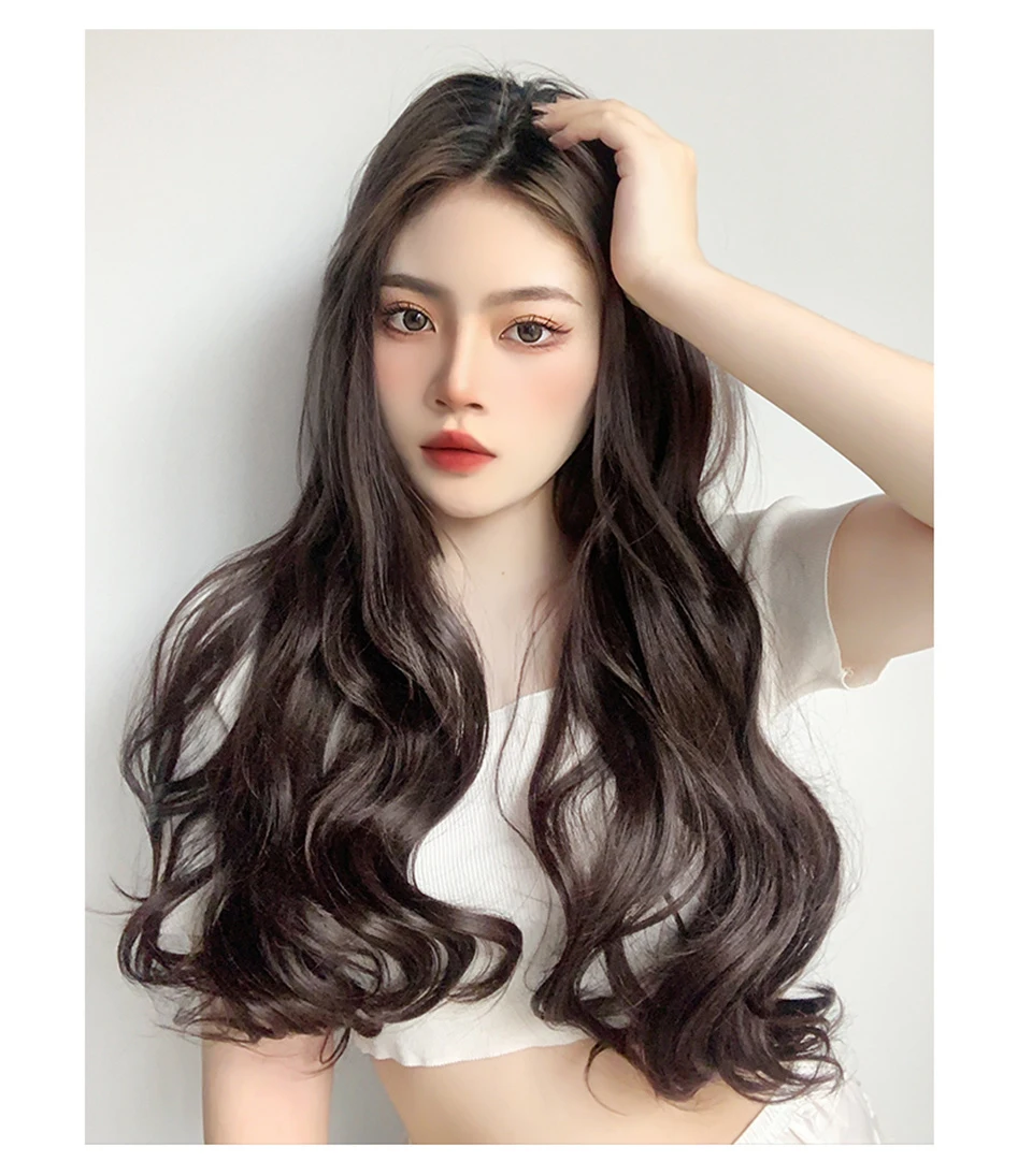 AOSI Synthetic Hair extension Wavy hair Heat-Resistant Fiber Fake Hair Wig Long Piece with two clips Three-piece suit synthetic hair extension