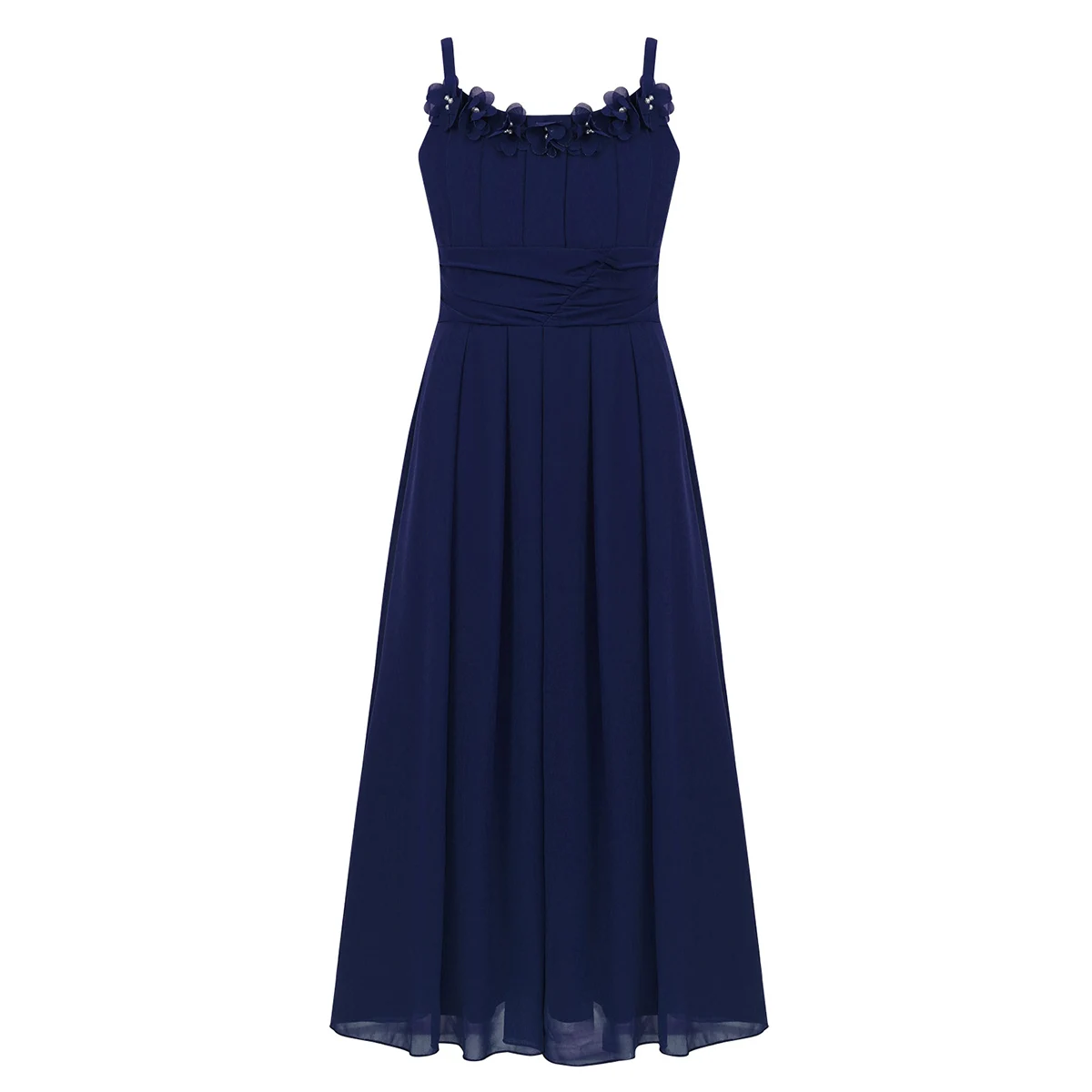 Navy Blue Платье подружки невесты для маленьких девочек; шифоновое платье принцессы на бретельках для торжеств, свадьбы, дня рождения, вечеринки - Цвет: Navy Blue