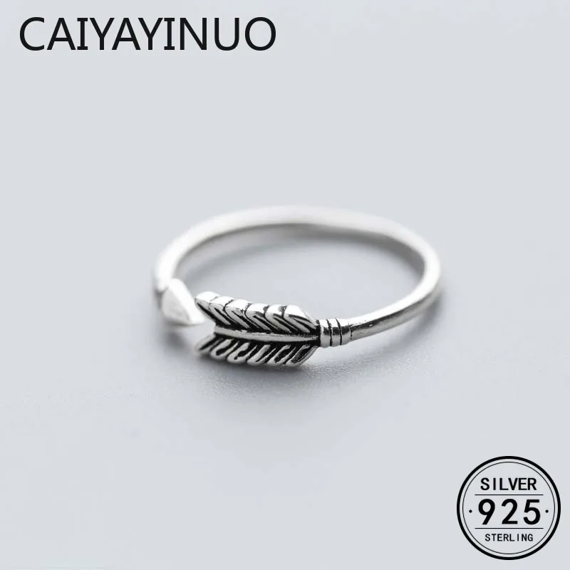 

CAIYAYINUO Vintage Cupid's Arrow Shape Authentic 925 Sterling Silver Ring Romantic Adjustable Women Engagement Fine Jewelry Gift