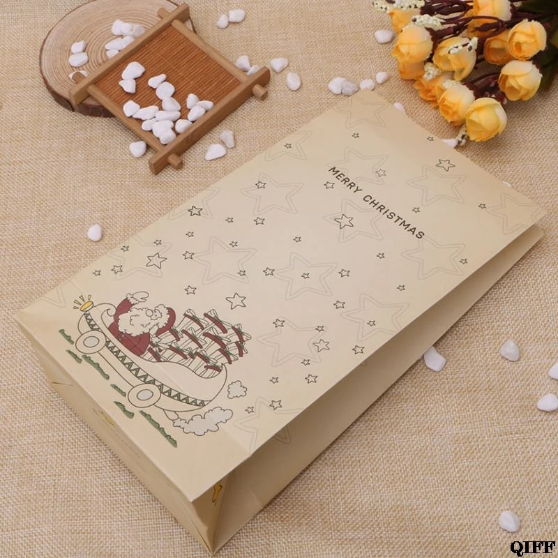 24Pcs Advent Christmas Calendars Kraft Paper Candy Bag with Stickers Clips Rope
