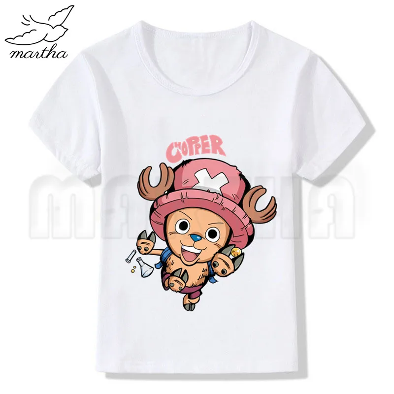 Цельнокроеная LUFFY белая футболка для маленьких девочек летние повседневные футболки с короткими рукавами для мальчиков детские модные топы, летняя футболка для девочек