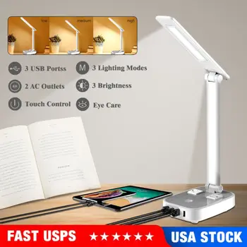 

LED Desk Lamp Touch Control Eye-Caring Reading Table Light w/ USB Charging Port