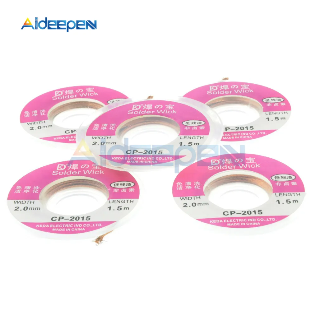 CP-2015 1.5M 5FT 1.5mm 2mm 2.5mm 3mm 3.5mm Solder Wick Remover Desoldering Braid Wire Sucker Cable Soldering Accessory CP-2015 1.5M 5FT 1.5mm 2mm 2.5mm 3mm 3.5mm Solder Wick Remover Desoldering Braid Wire Sucker Cable Soldering Accessory