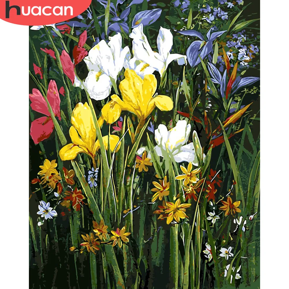 

HUACAN Paint By Numbers Flowers HandPainted Oil Painting Drawing Kits Canvas DIY Pictures Home Decoration Gift
